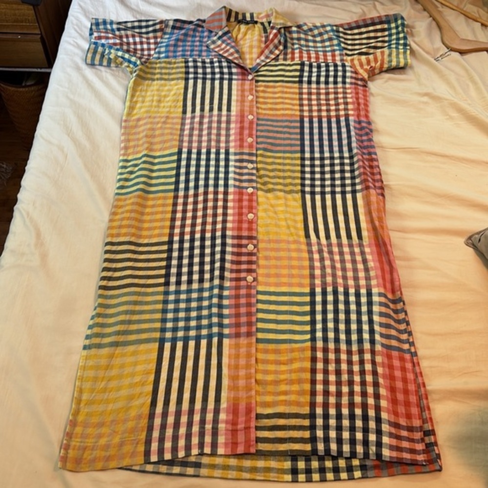 Colorful Checkered Button-Up Dress